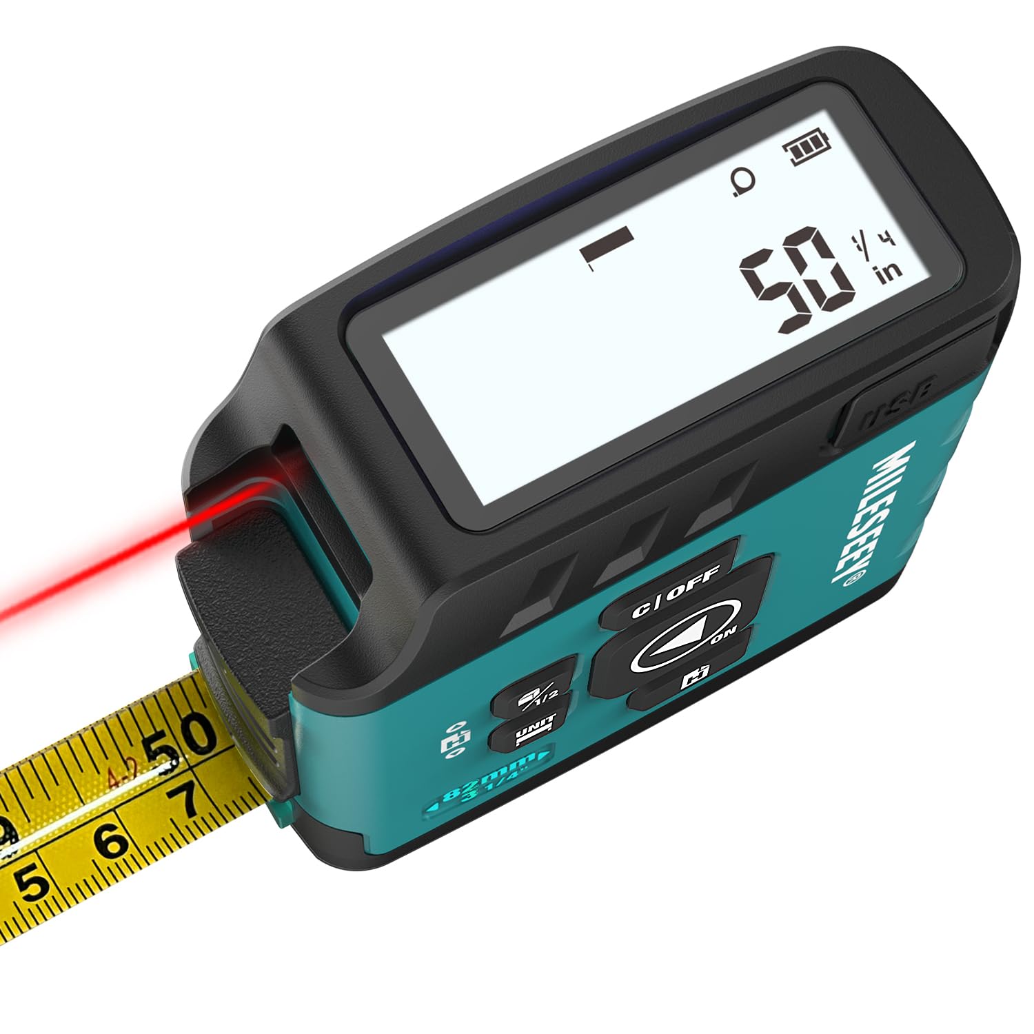 MiLESEEY MiLESEEY DT20 Digital Laser Tape Measure,130FT Laser Measuring Tool,16FT Easy Read Digital Measuring Tape Retractable with Fractions,Rechargeable
