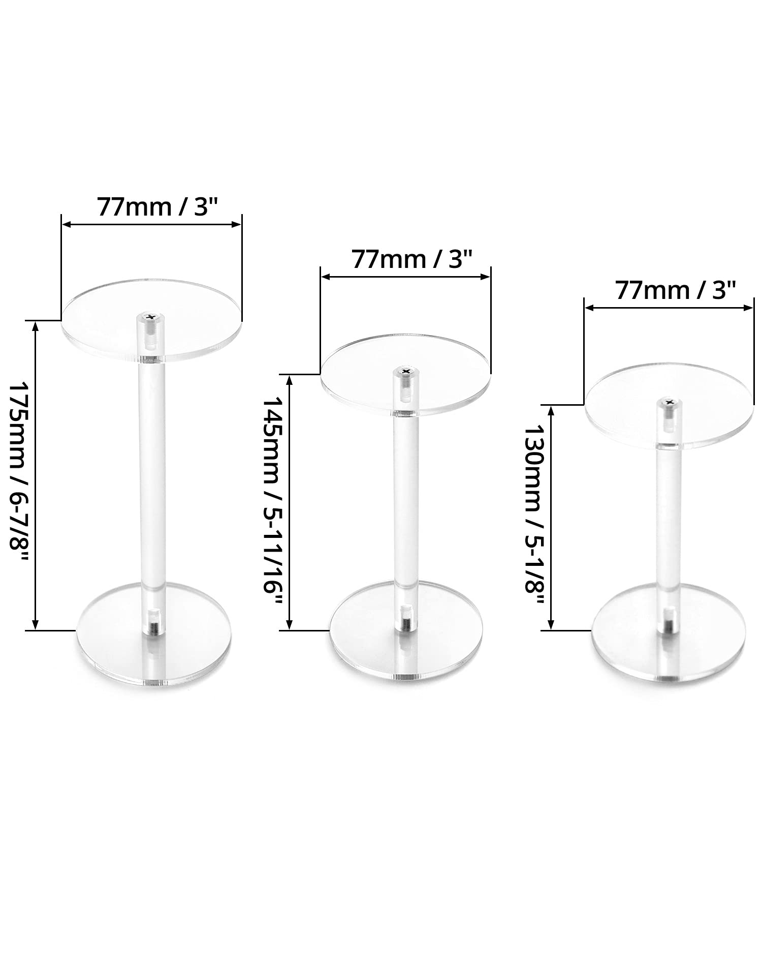 QWORK QWORK Round Acrylic Display Stand, Premium Clear Round Riser Stands, Set of 3 - View 2 of 8