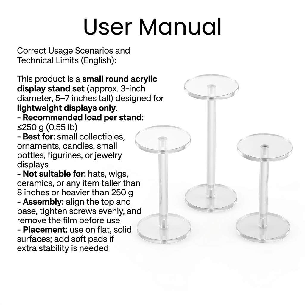 QWORK QWORK Round Acrylic Display Stand, Premium Clear Round Riser Stands, Set of 3 - View 3 of 8