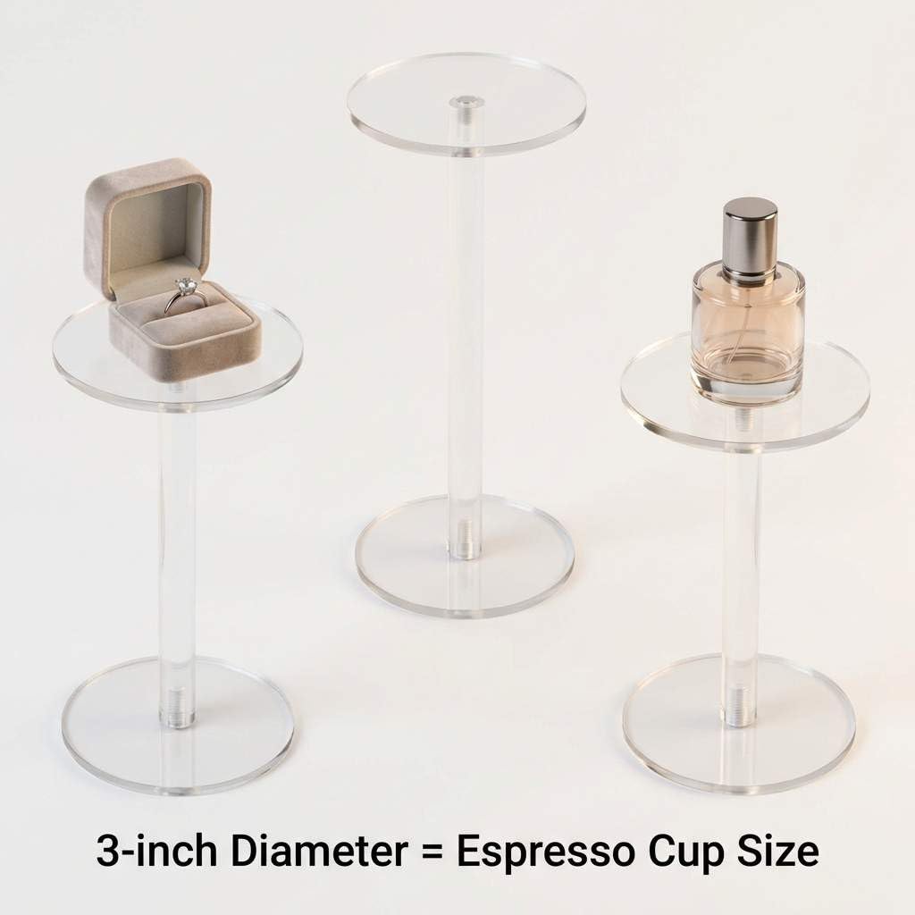 QWORK QWORK Round Acrylic Display Stand, Premium Clear Round Riser Stands, Set of 3 - View 4 of 8