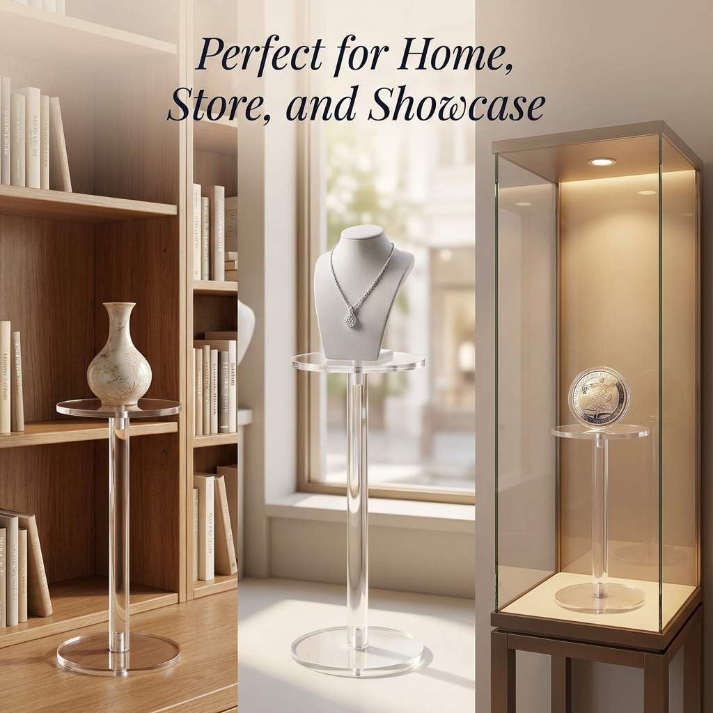 QWORK QWORK Round Acrylic Display Stand, Premium Clear Round Riser Stands, Set of 3 - View 8 of 8