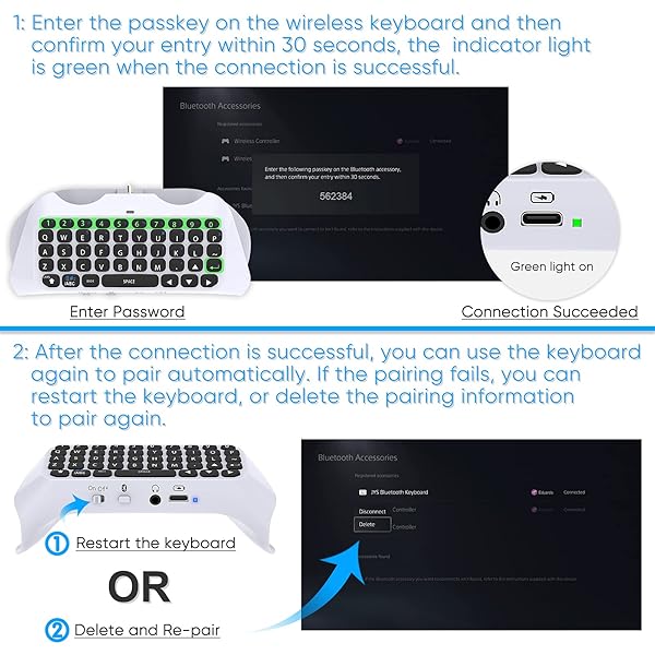 Klipdasse Klipdasse Wireless Keyboard for PS5: Bluetooth Mini Chatpad with Built-in Speaker & 3.5mm Jack for Gaming & Messaging - View 6 of 8