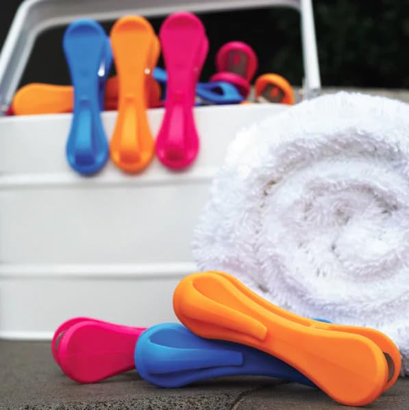 Hegs Hegs - The Smartest Heavy Duty Clothespins with Hooks (24 Pack Orange, Pink, Blue) - Hang 3 Garments at Once with Our Tough, Dual Hooks Clothes Pins - View 7 of 8