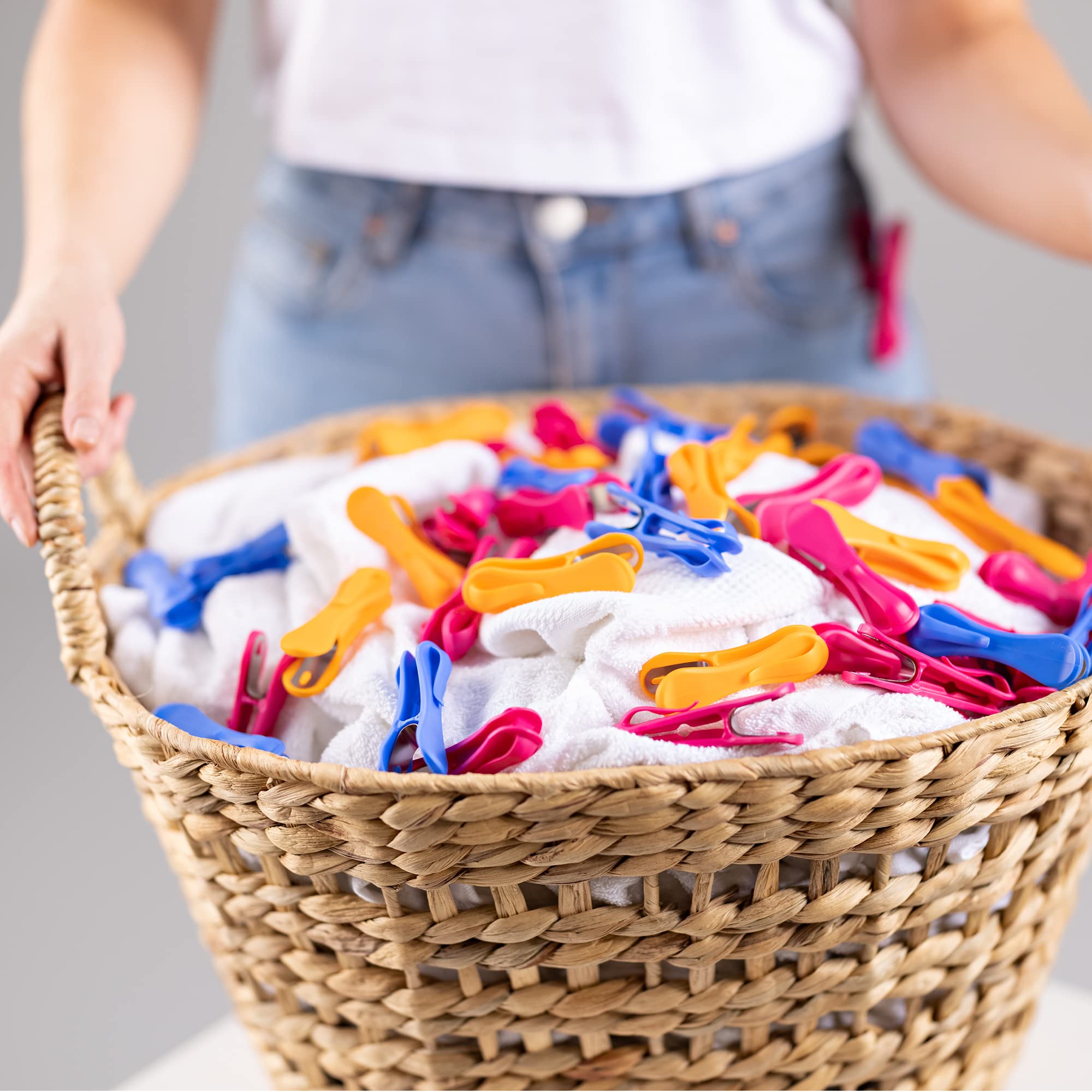 Hegs Hegs - The Smartest Heavy Duty Clothespins with Hooks (24 Pack Orange, Pink, Blue) - Hang 3 Garments at Once with Our Tough, Dual Hooks Clothes Pins - View 8 of 8