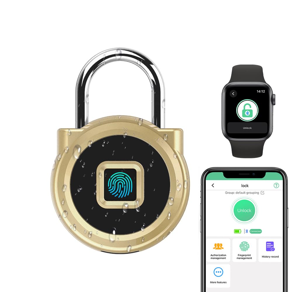 eLinkSmart Gym Locker Padlock eLinkSmart Fingerprint Padlock with 1000+ App User - Outdoor Waterproof Security Smart Lock for Gym Locker Backpack Gun Case Field