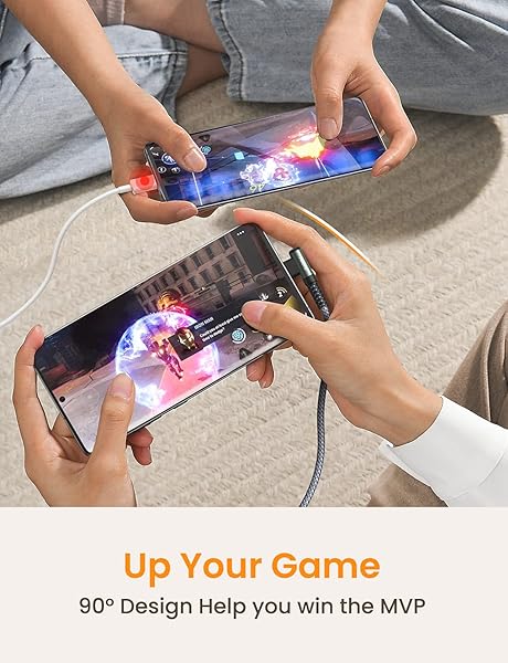 AINOPE AINOPE 2-Pack USB C Cable 10FT Fast Charge 3.1A Right Angle Durable Nylon Braided Compatible with Galaxy S10 S20 S9 S8 Plus V30 V20 G6 - View 3 of 6