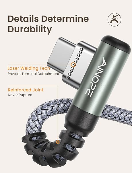 AINOPE 10FT USB C Cable 3.1A Fast Charge AINOPE Right Angle Type C Cable for Quick Charging and Data Transfer - View 6 of 7