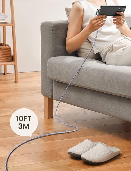 AINOPE 10FT USB C Cable 3.1A Fast Charge AINOPE Right Angle Type C Cable for Quick Charging and Data Transfer - View 7 of 7