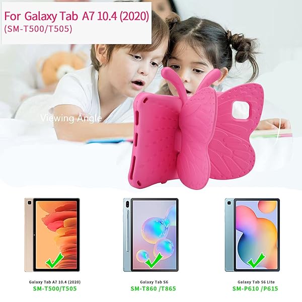 Simicoo Simicoo Samsung Tab A7 10.4 Kids Case Cute Butterfly Design Lightweight Shockproof EVA with Stand Rose Color - View 2 of 7