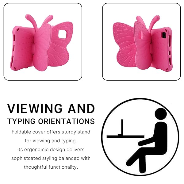 Simicoo Simicoo Samsung Tab A7 10.4 Kids Case Cute Butterfly Design Lightweight Shockproof EVA with Stand Rose Color - View 4 of 7