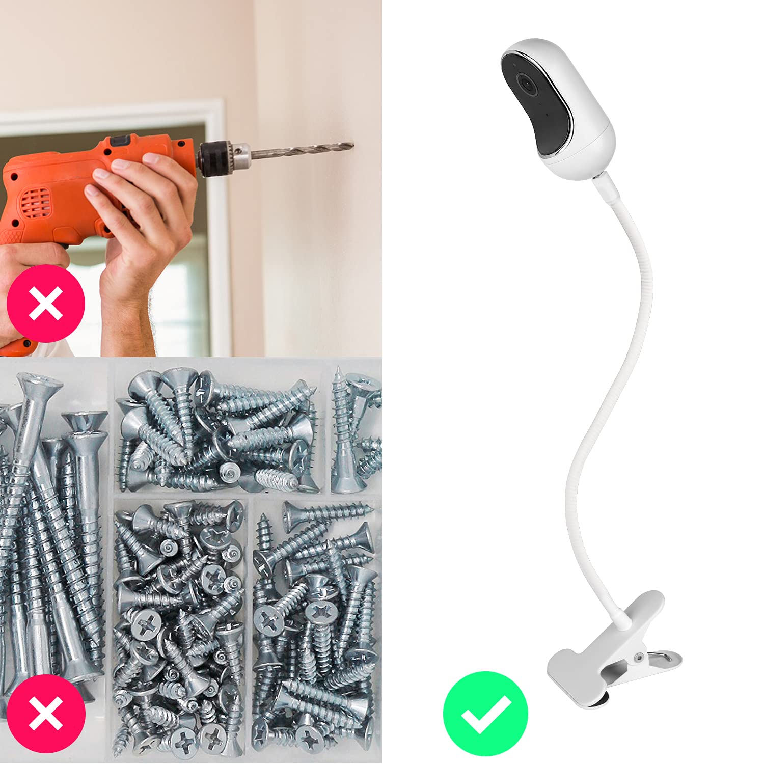 wochel Gooseneck Baby Monitor Mount for Motorola, Owlet, VAVA, Arlo Baby Monitor and Most Universal Baby Security Camera, Flexible Baby Camera Holder - View 4 of 8