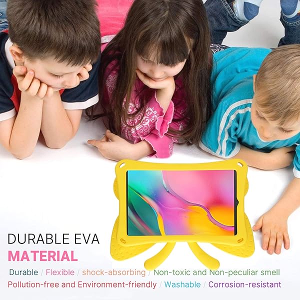 Simicoo Simicoo Kids Case for Samsung Galaxy Tab A 10.1 (2021/2019) - Cute Butterfly, Lightweight, Shockproof, Full Cover (Yellow) - View 6 of 9