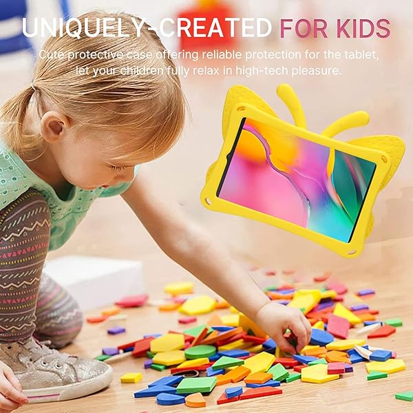 Simicoo Simicoo Kids Case for Samsung Galaxy Tab A 10.1 (2021/2019) - Cute Butterfly, Lightweight, Shockproof, Full Cover (Yellow) - View 8 of 9