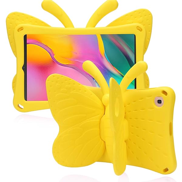 Simicoo Simicoo Kids Case for Samsung Galaxy Tab A 10.1 (2021/2019) - Cute Butterfly, Lightweight, Shockproof, Full Cover (Yellow) - View 3 of 9