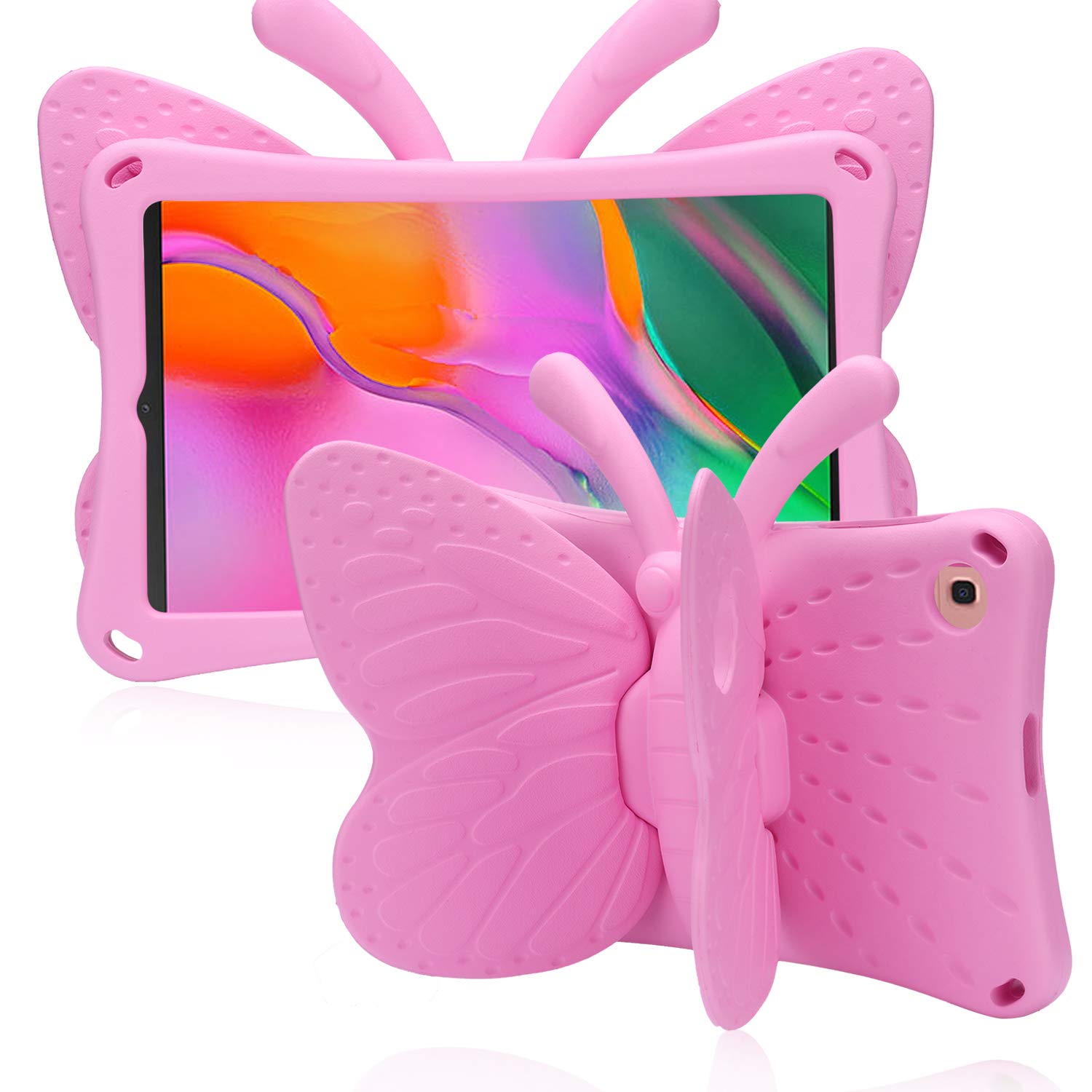 Simicoo Kids Case for Samsung Galaxy Tab A 8.4 - Cute Butterfly Design, Shockproof & Lightweight EVA Cover (2020/2021, Rose)