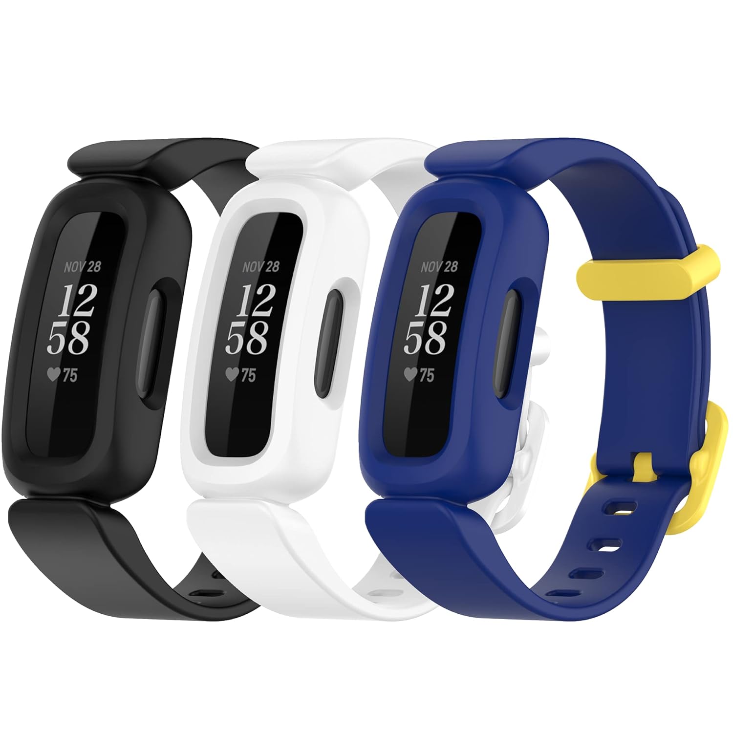 Replacement Smart Watch Bands Compatible for Fitbit Ace 3 Smart Watch,Soft Silicone Watch Wristband for Fitbit Ace 3 (Black+DarkBlue+White)