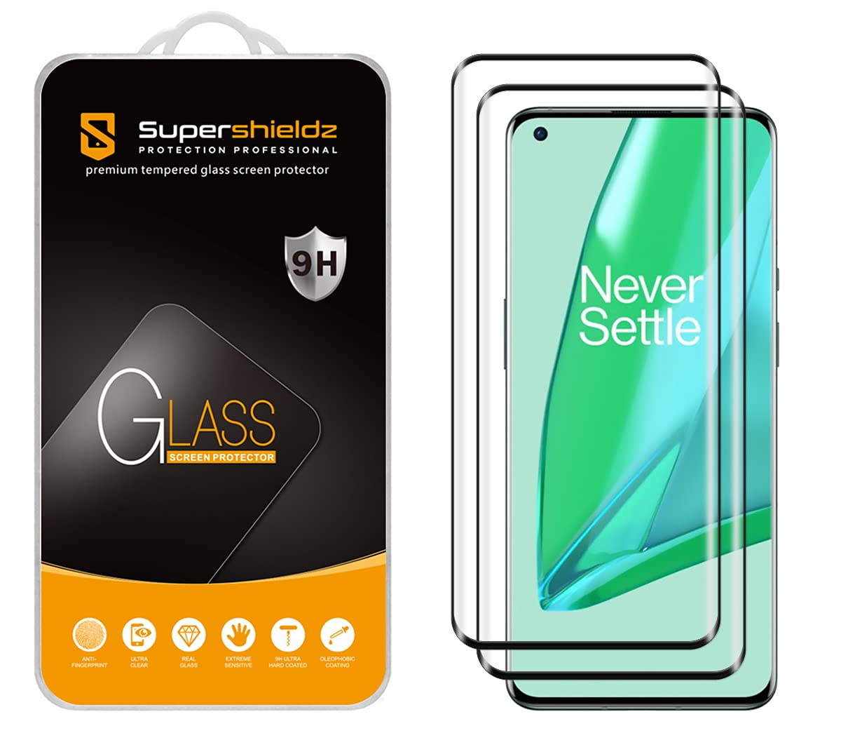 Supershieldz (2 Pack) Designed for OnePlus 9 Pro OnePlus 9 Pro 5G Tempered Glass Screen Protector, Anti Scratch, Bubble Free (Black)