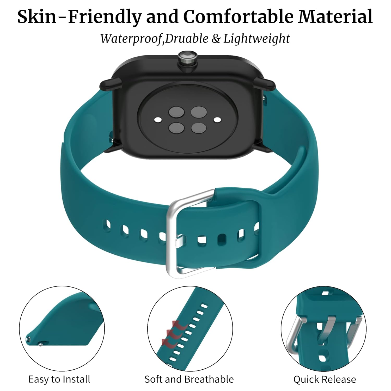 E ECSEM E ECSEM Replacement Bands for GRV FC1 FC5 Letsfit ID205L ID205S Smart Watch Soft Silicone Quick Release Wristbands for Veryfitpro ID205L,ID205,ID205S - View 2 of 8