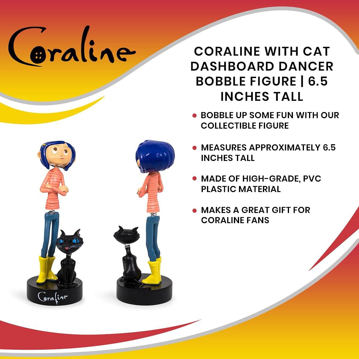 Surreal Entertainment Coraline Cat PVC Bobble Figure Statue Collectible Desk Toy 6.5 Inches Tall Novelty Gift for Home Office Decor - View 7 of 7