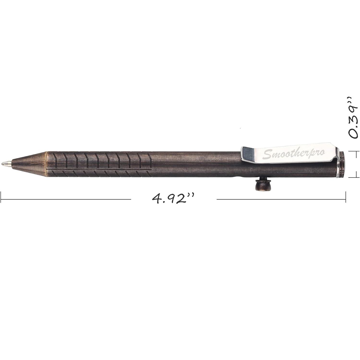 SMOOTHERPRO SMOOTHERPRO Solid Brass Bolt Action Pen Compatible with Fisher Space SPR Refill Weight Balanced for Tremor Parkinson Arthritic Signature Retro Black - View 3 of 7