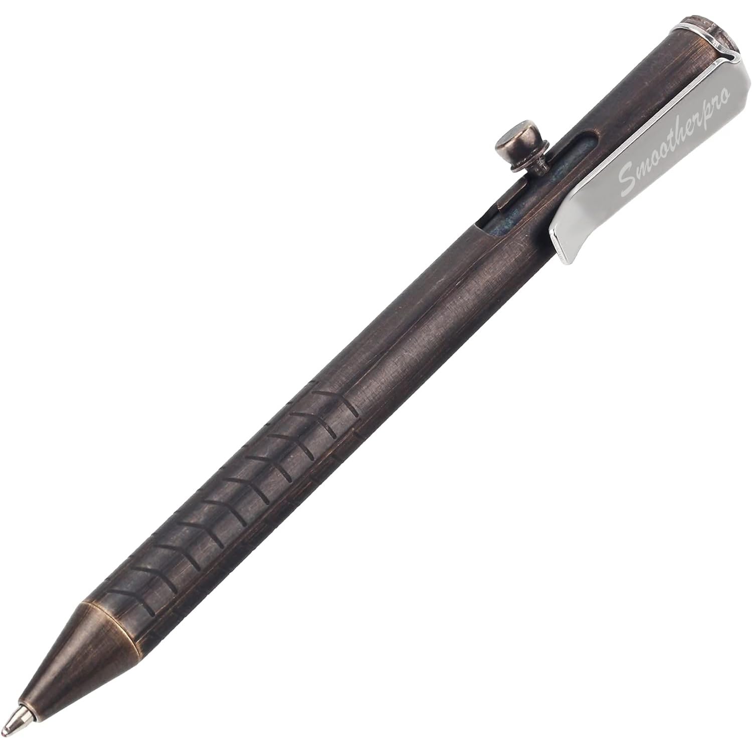 SMOOTHERPRO SMOOTHERPRO Solid Brass Bolt Action Pen Compatible with Fisher Space SPR Refill Weight Balanced for Tremor Parkinson Arthritic Signature Retro Black