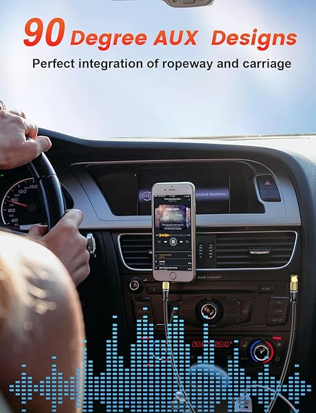 VANAUX VANAUX 90 Degree Right Angle Aux Cable 26Ft Compatible with Car Stereos Smartphones Headphones and More - View 2 of 7