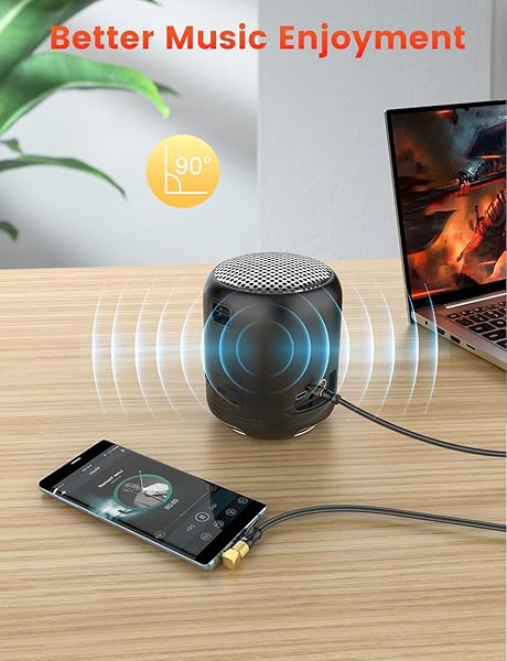 VANAUX VANAUX 90 Degree Right Angle Aux Cable 1.5Ft Compatible with Car Stereos Smartphones Headphones and More - View 3 of 7