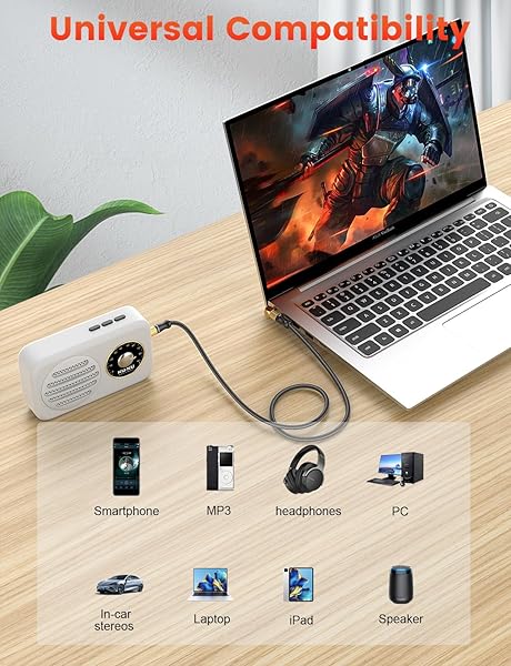 VANAUX VANAUX 90 Degree Right Angle Aux Cable 1.5Ft Compatible with Car Stereos Smartphones Headphones and More - View 6 of 7