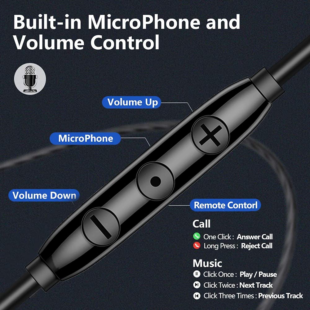 BACKWIN Wired Earbuds with mic,Heavy Bass Wire Headphones Universal 3.5 mm Plug,in-Ear Noise-canceling Wired Earphone with Microphone,Immersive Dynamic bass - View 3 of 8