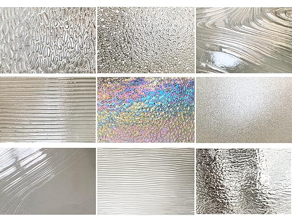 PALJOLLY PALJOLLY 9-Pack Clear Textured Stained Glass Sheets - 4x6 Inch Iridescent Art Glass for Crafts & Projects