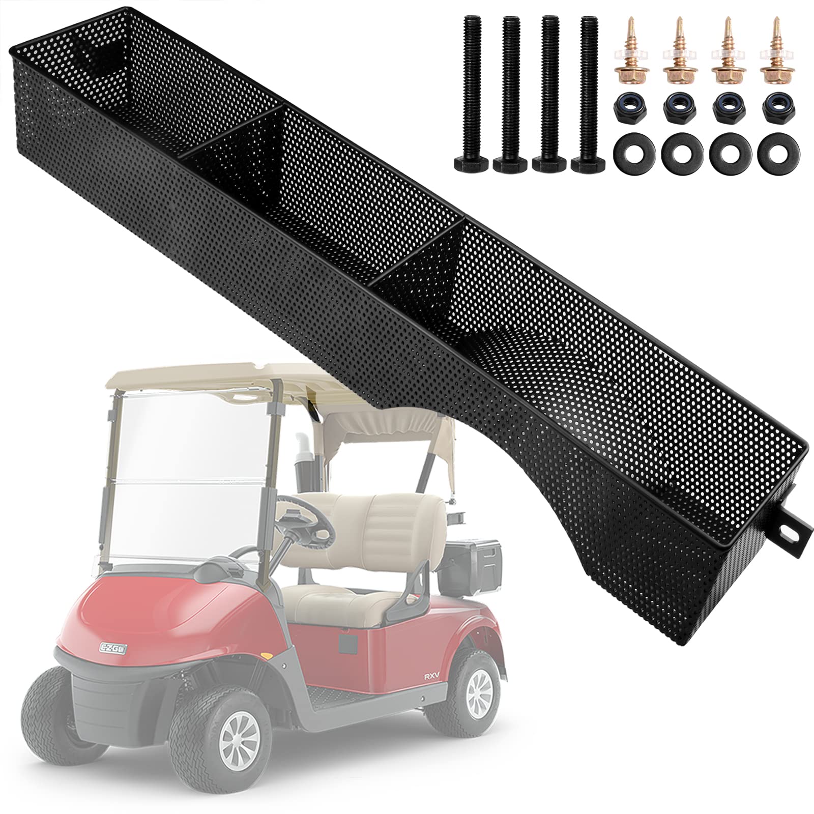 Roykaw Golf Cart Front Inner Basket Dash Storage Tray Organizer for EZGO RXV 2008-up - One Piece Solid Design