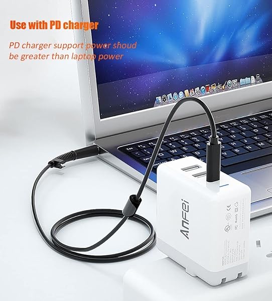 vienon Vienon 5ft USB C to DC 5.5mm x 2.1mm Power Charging Cord for Laptop 20V USB Type C Male Input 100W Charging Cable - View 3 of 7