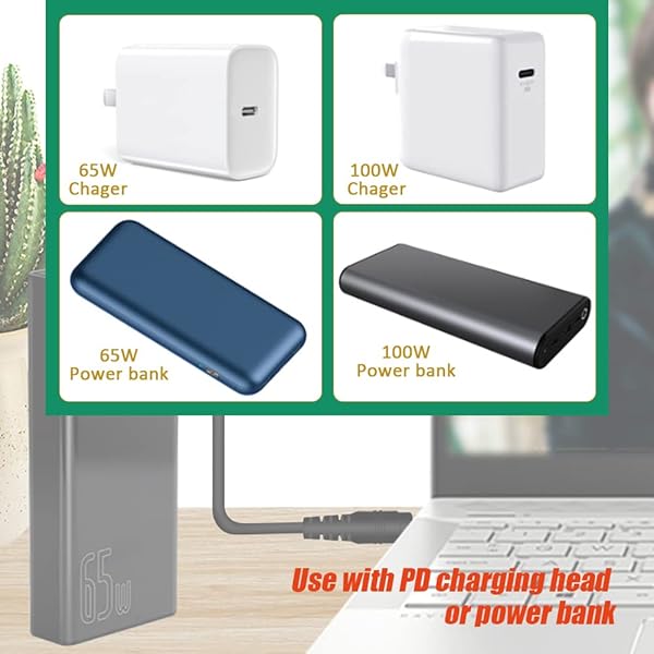 vienon Vienon Type C USB-C Female to DC 5.5X2.5mm Power PD Charge Cable for Laptop 18-20V Black - View 4 of 7