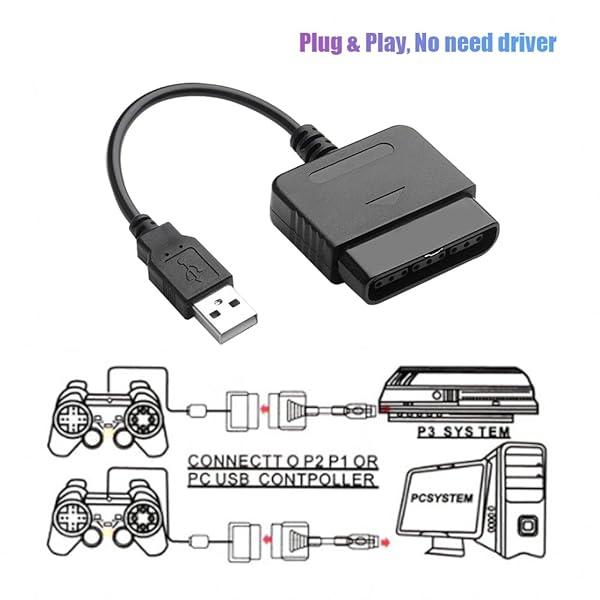 vienon Vienon PS2 to USB Adapter 2 Pack - Compatible with PS1/PS2 Controllers for PS3/PC, No Driver Needed - View 4 of 7