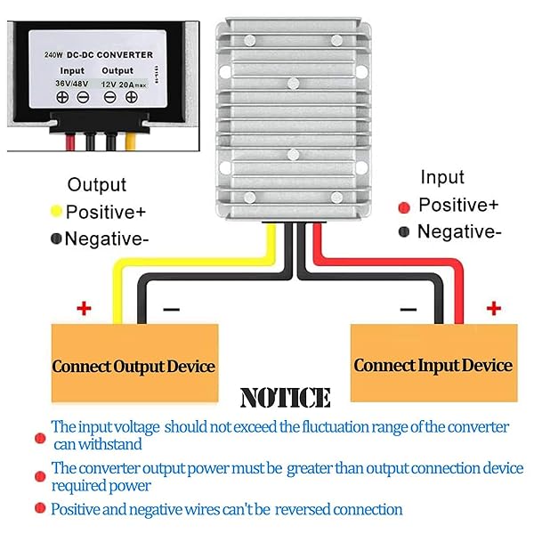 QJFCare QJFCare Golf Cart DC DC Converter Regulator 36V 48V to 12V 20A Power Supply Module Waterproof Voltage Reducer for Golf Carts and Trucks - View 4 of 9