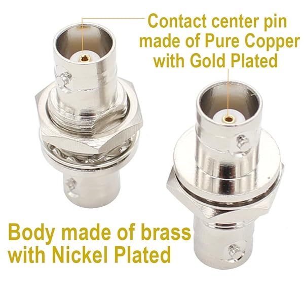 exgoofit BNC Connectors Female to Female Bulkhead Adapter Nuts 4-Pack Insulated RF Coaxial Coupler for CCTV Camera Surveillance System - View 2 of 4