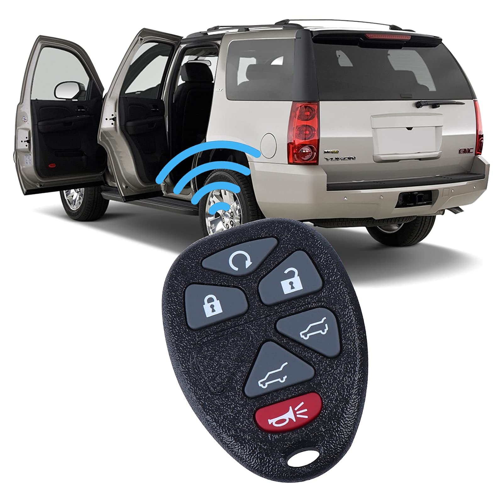 KEYSREMOTE Car Keyless Entry Key Fob Replacement for 2007-2014 Escalade ESV GMC Yukon Chevy Suburban Tahoe Remote Control OUC60221, OUC60270 (2 Pack) - View 2 of 7