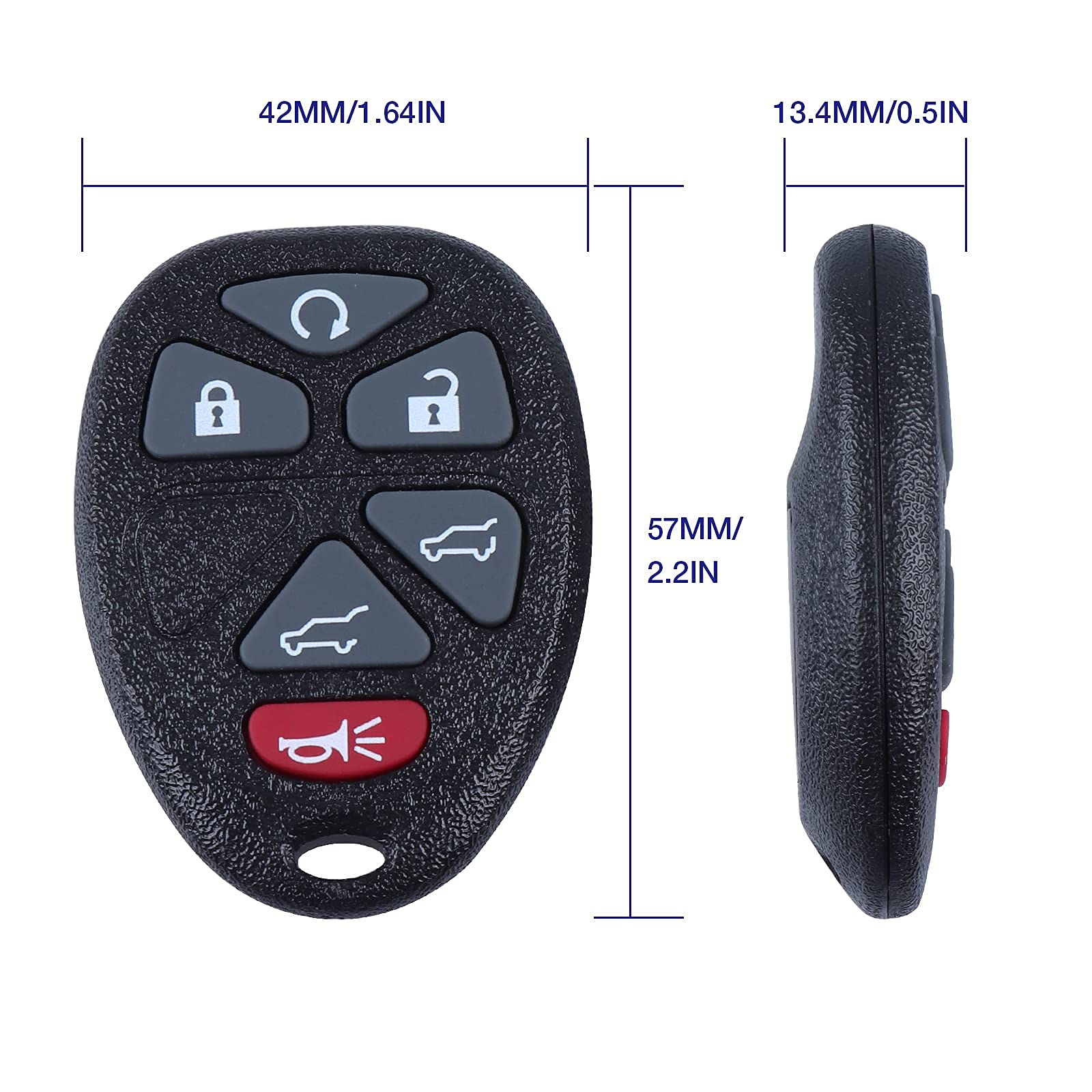 KEYSREMOTE Car Keyless Entry Key Fob Replacement for 2007-2014 Escalade ESV GMC Yukon Chevy Suburban Tahoe Remote Control OUC60221, OUC60270 (2 Pack) - View 3 of 7