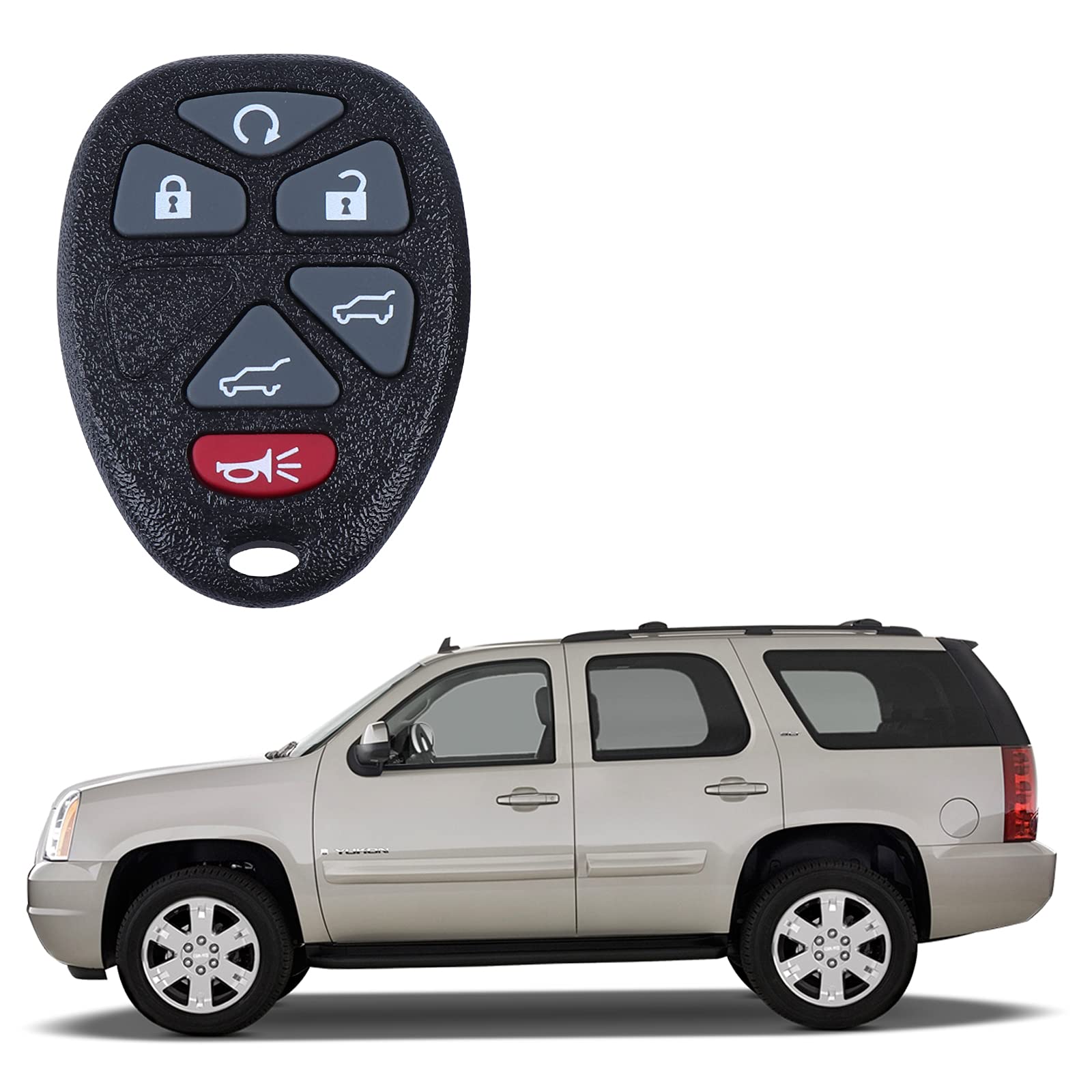 KEYSREMOTE Car Keyless Entry Key Fob Replacement for 2007-2014 Escalade ESV GMC Yukon Chevy Suburban Tahoe Remote Control OUC60221, OUC60270 (2 Pack) - View 5 of 7