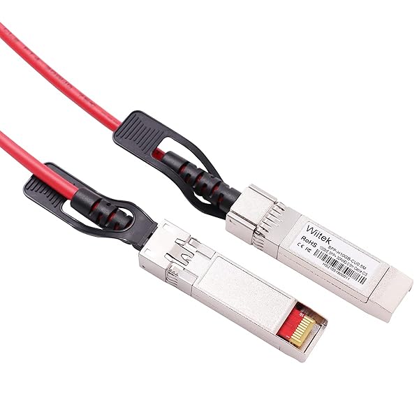 Wiitek Red 0.5m 10G SFP+ DAC Twinax Cable Compatible with Cisco Ubiquiti Mellanox Mikrotik Netgear Supermicro 10Gbase-CU SFP+ Copper Cable - View 2 of 7