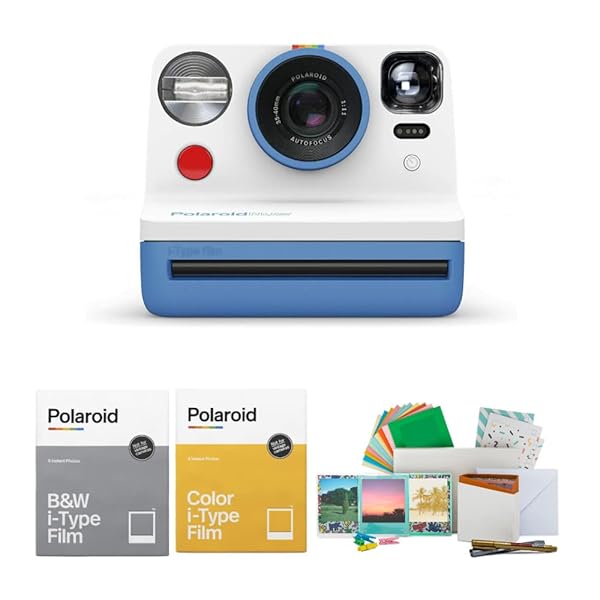 Polaroid Originals Now Viewfinder i-Type Camera Bundle: Blue, Color & B&W Films + Vintage Accessory Kit