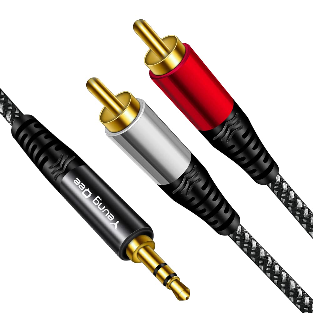 Yeung Qee Yeung Qee 3.5mm to 2 RCA Audio Cable 6 ft, Nylon Braided 3.5mm Male to 2RCA Male Stereo Audio Y Adapter Cable AUX RCA Splitter Cord Compatible with - View 2 of 7