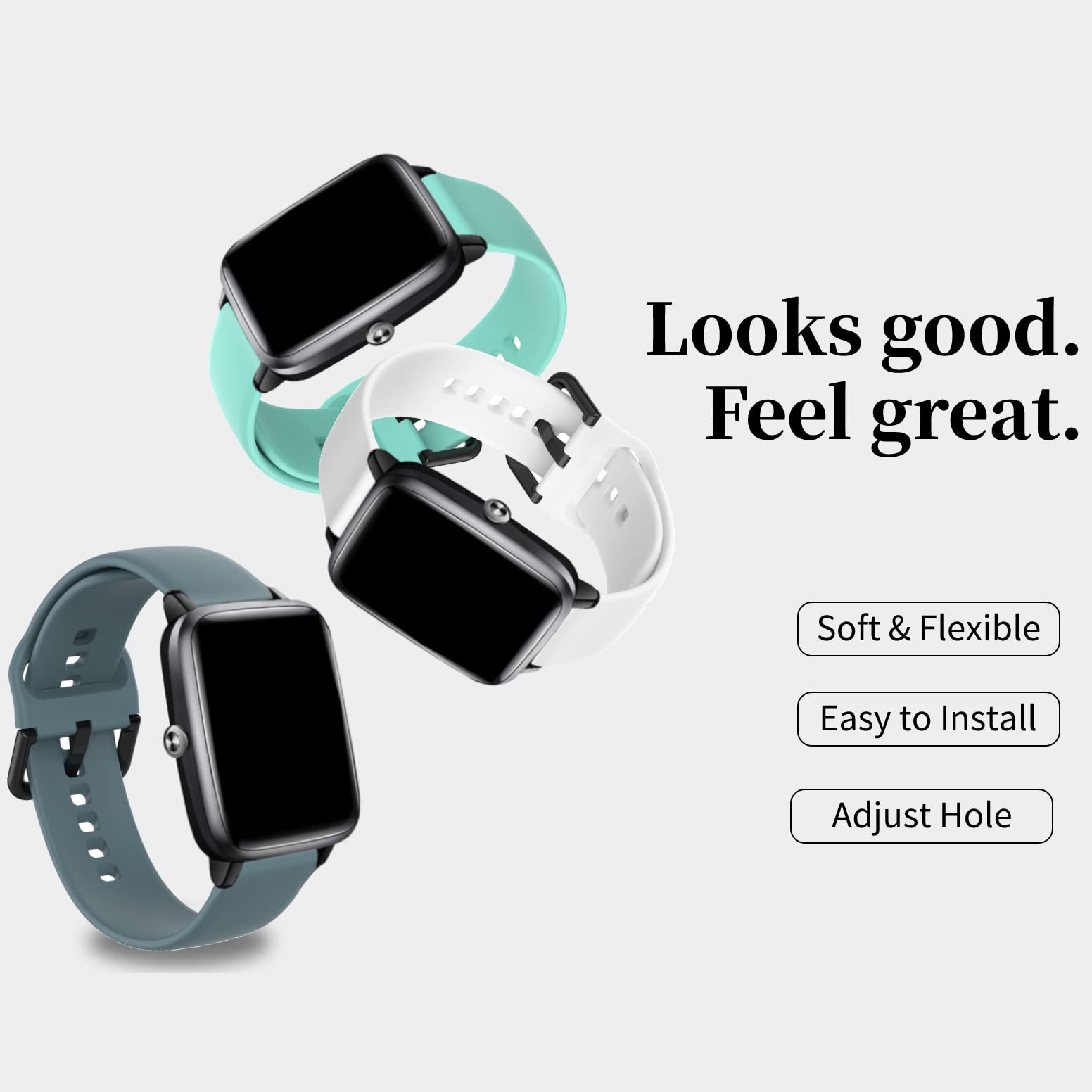 E ECSEM Replacement Watch Bands for Veryfitpro ID205L Smart Watch and ID205G,ID205S,ID205U,SW020,SW023,SW025 Smart Watch Silicone Band(6Pack) - View 3 of 7