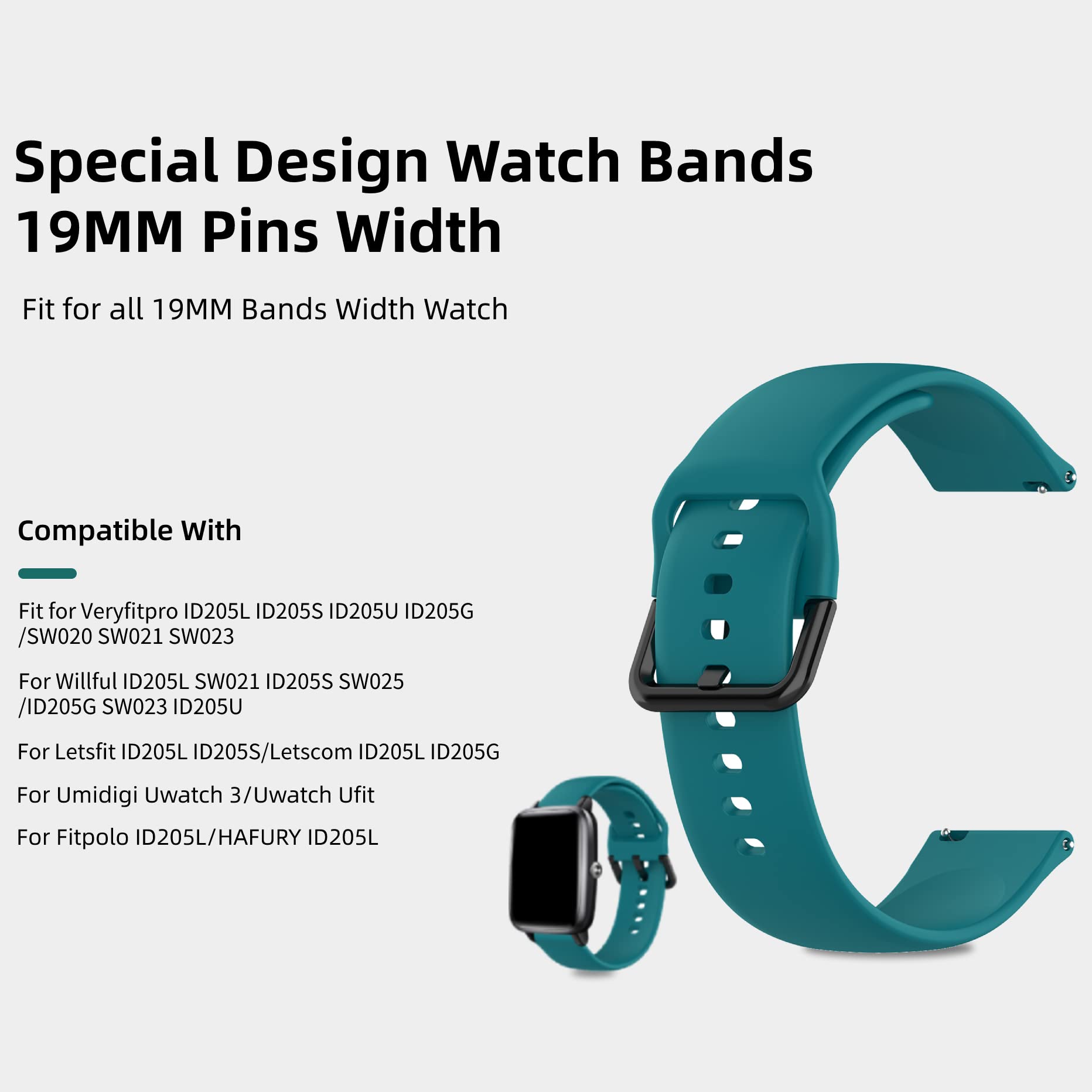 E ECSEM Replacement Watch Bands for Veryfitpro ID205L Smart Watch and ID205G,ID205S,ID205U,SW020,SW023,SW025 Smart Watch Silicone Band(6Pack) - View 4 of 7