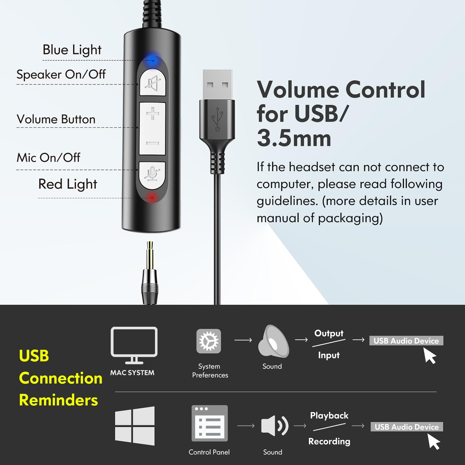 Earbay USB Headset with Microphone for PC and Laptop Noise Cancelling On-Ear Wired Headphones with Volume Control for Calls and Meetings - View 7 of 7