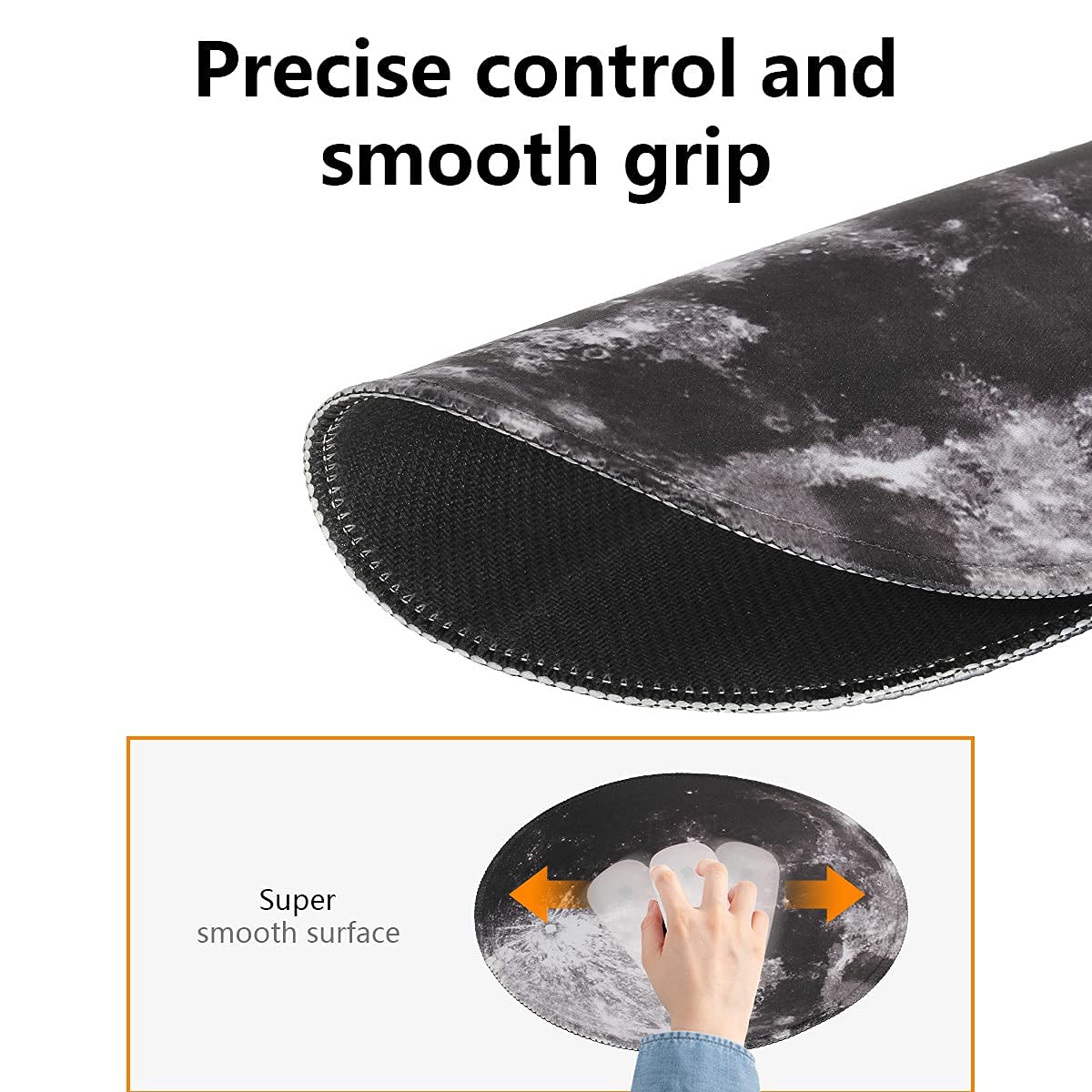 Qisan Round Gaming Mouse Pad Non Slip Rubber Mousepad 8.66x8.66x0.07 Inch with Stitched Edge Foldable Mouse Mat for Desktop, Laptop Mouse Pads for Desk | - View 4 of 5