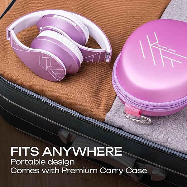 PowerLocus PowerLocus Bluetooth Over-Ear Headphones: Wireless, Foldable, Microphone, FM Radio - Soft Foam for iPhone, Android, PC & TV (Purple) - View 9 of 11