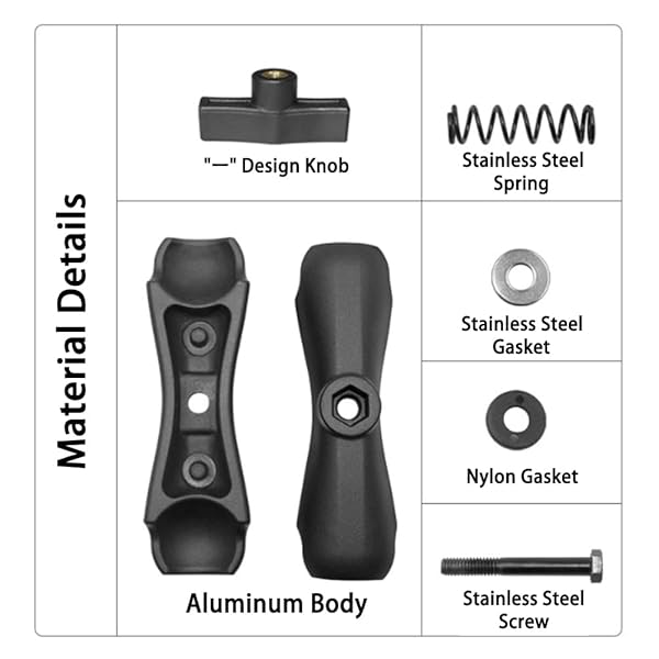 Strg Strg Double Socket Arm 1.5 Inches C Size 38mm Ball Mounts 5.7 Inch Aluminum Alloy Clamp Compatible with RAM Mount iBolt and More - View 3 of 9
