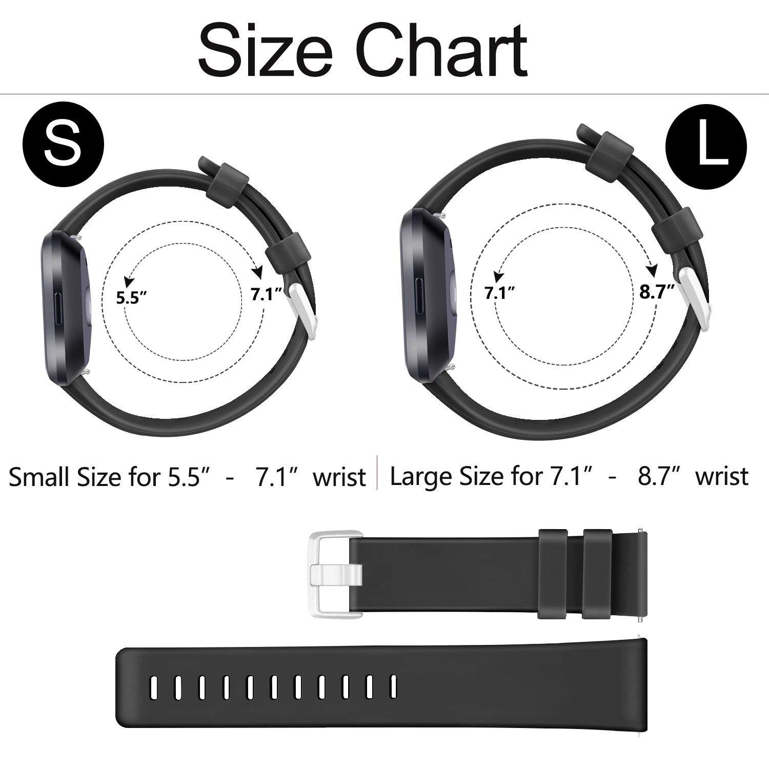 Mugust 8 Pack Sport Bands Compatible with Fitbit Versa, Classic Soft Silicone Replacement Wristbands Straps for Fitbit Versa 2 Smart Watch Women Men (8 Pack - View 2 of 7