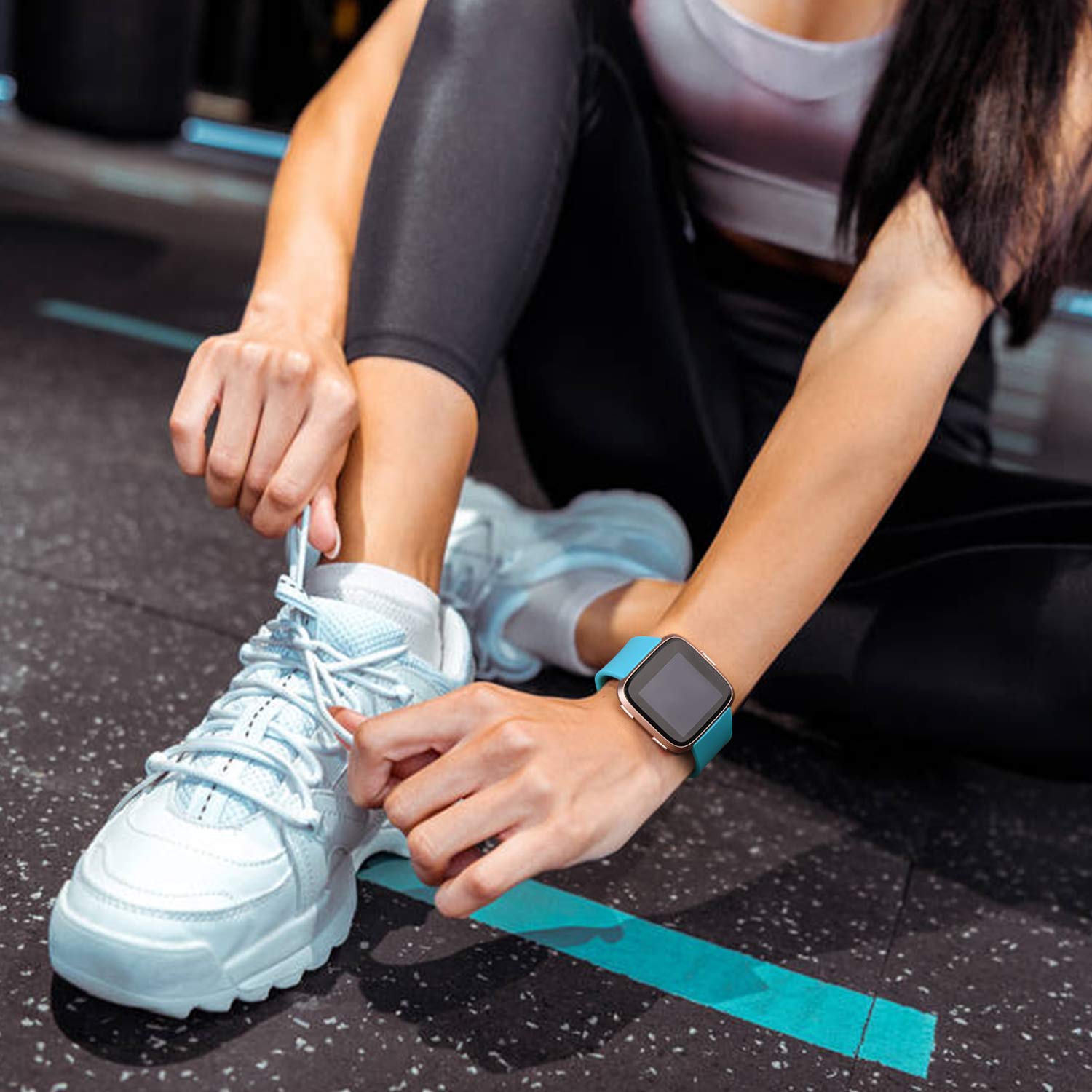 Mugust 8 Pack Sport Bands Compatible with Fitbit Versa, Classic Soft Silicone Replacement Wristbands Straps for Fitbit Versa 2 Smart Watch Women Men (8 Pack - View 6 of 7